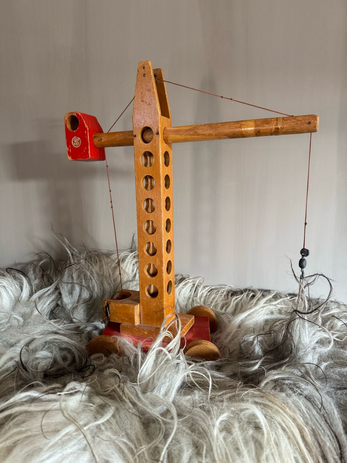 Vintage houten hijskraan