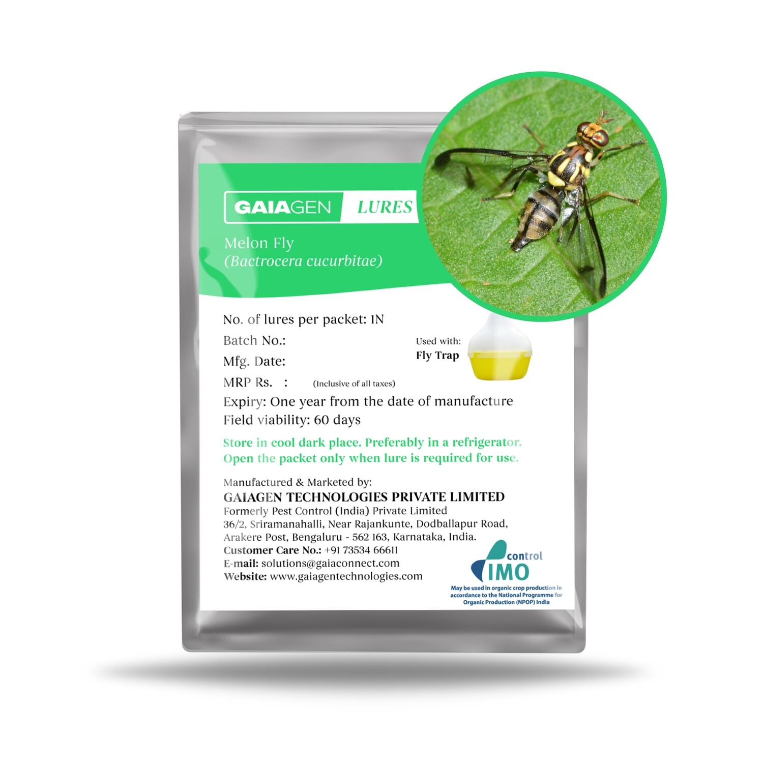 GAIAGEN Lures - Pheromone Lure for Melon Fly (Bactrocera cucurbitae) | Pack of 10 | (Does not Include Traps)