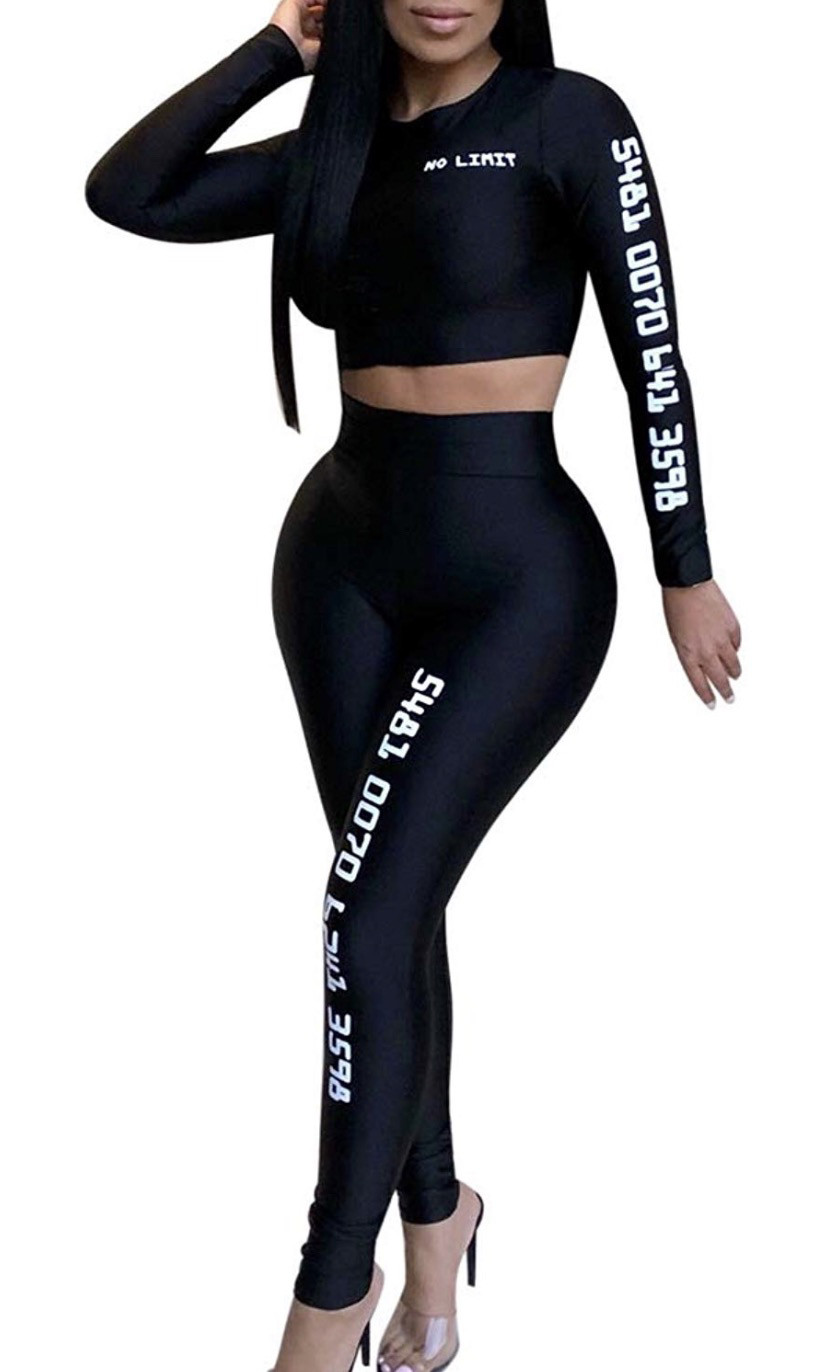 Black Two Piece Number Long sleeve Outfit