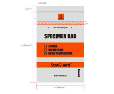 Destroyable Specimen Transport Bags with Tear-Zone