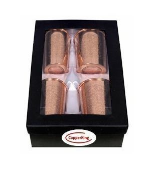 100% Pure Embossed Copper Glass Set of 4 Gift Set