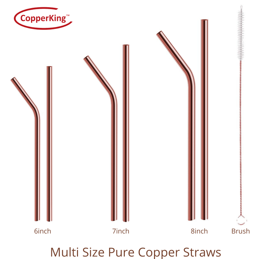 CopperKing Pure Copper Straw 6pcs Set | Best Drinking Experience.