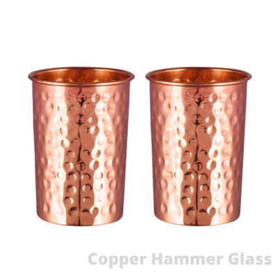 CopperKing Hammered Pure Copper Glasses Set Of 2
