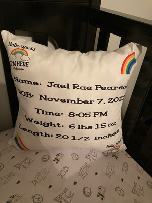 Hello World Personalized Birth Pillow