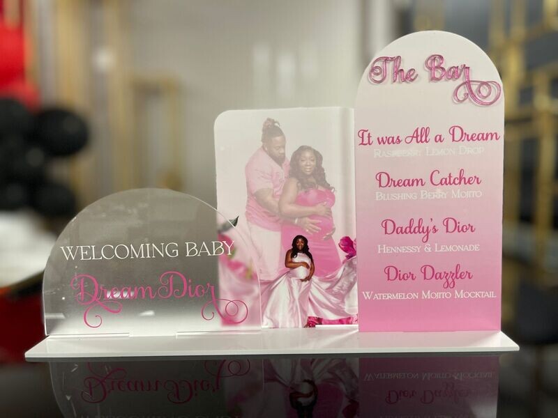 Pink Baby Shower Bar Menu