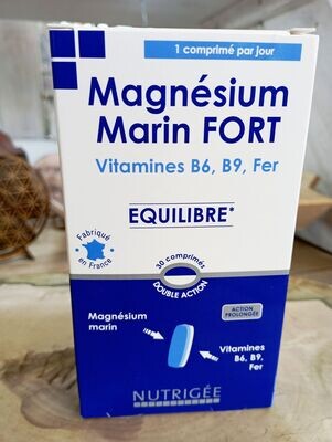 Magnésium Marin Fort Vitamines B6, B9, Fer - Nutrigée 30 comprimés