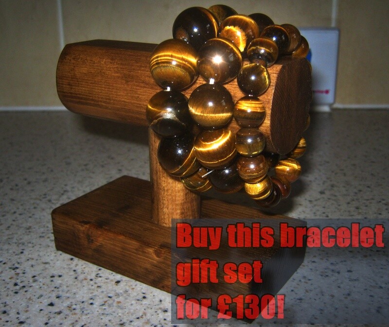 Natural Tiger Eye Stone Bracelet 3x Gift Set £130!