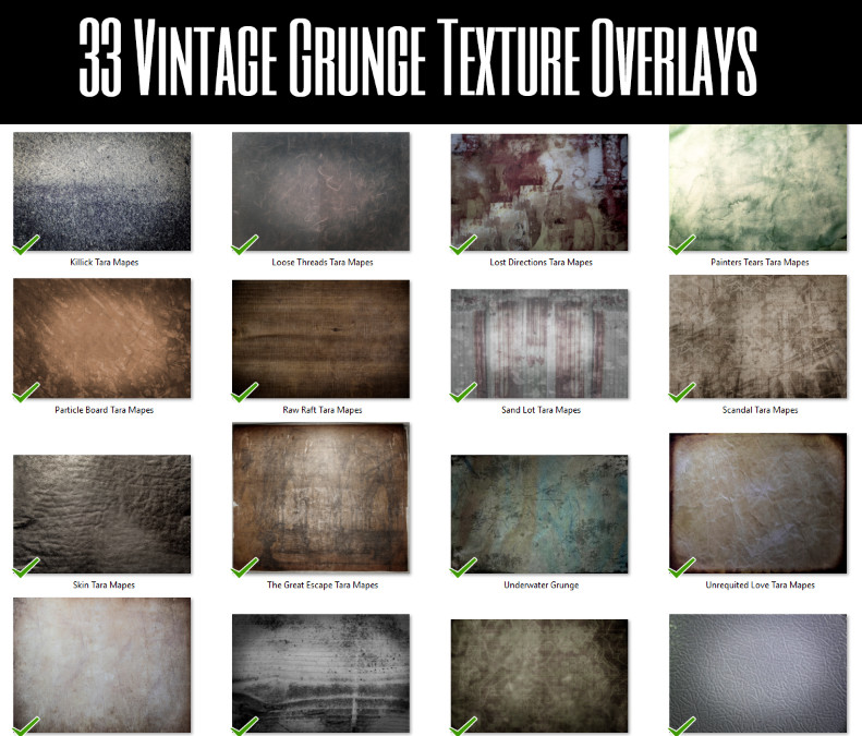 Fine Art Vintage Grunge Texture Photoshop Overlays by Tara Mapes