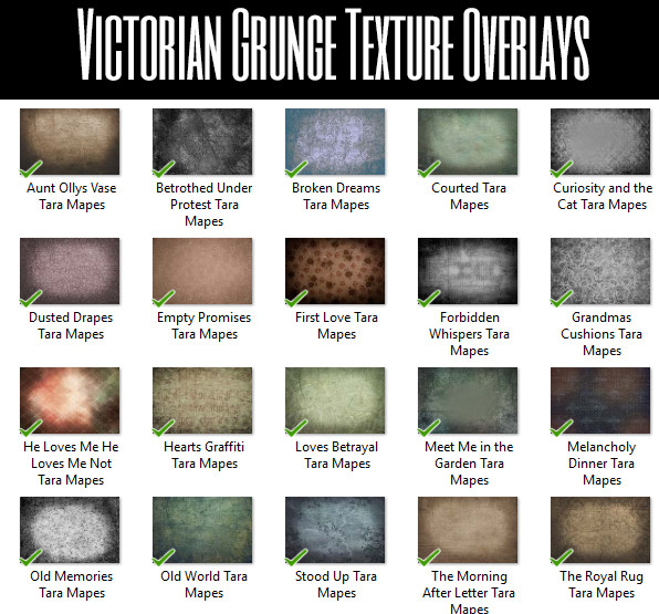 20 Fine Art Victorian Grunge Texture Photoshop Overlays by Tara Mapes