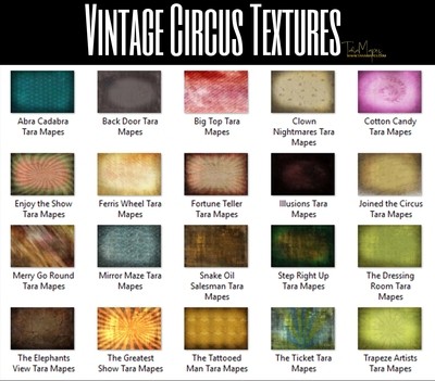 20 Fine Art Vintage Circus Texture Photoshop Overlays by Tara Mapes