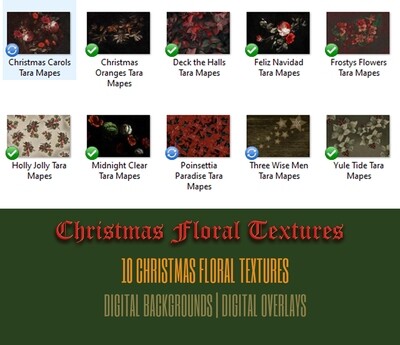10 Old Masters Christmas Floral Textures -Floral Backdrops - Digital Backgrounds - CHRISTMAS COLLECTION Photoshop Overlays by Tara Mapes