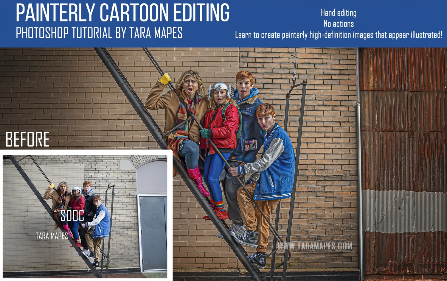 Painterly Cartoon Edit - Photoshop Tutorial - Adventures in the City Illustrated Edit -High Definition HDR Look -Edit a Photo into Cartoon Painting in Photoshop by Tara Mapes