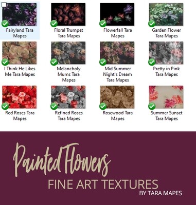 12 Painted Flowers Fine Art Textures - Digital Backgrounds - PAINTED FLOWERS - Photoshop Overlays by Tara Mapes