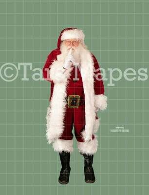 Santa Overlay PNG - Santa Saying Shhh - Santa Walking Cut Out  - Christmas Overlay - Santa PNG - Christmas Overlay