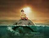 Big Turtle in Ocean Digital Background Backdrop