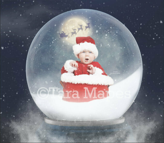 Empty Christmas Magic Snow Globe Digital Backdrop - Snowglobe  Digital Background Winter Holiday Digital Background Backdrop