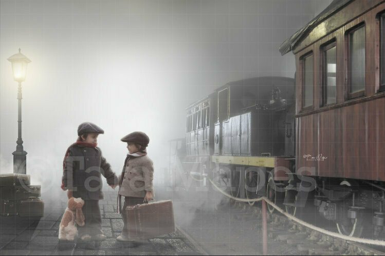 Old Train Station Digital Background - Hobo Runaway Scene Digital Backdrop