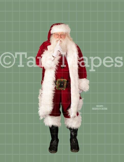 Santa Overlay PNG - Santa Saying Shhh - Santa Walking Cut Out - Christmas Overlay - Santa PNG - Christmas Overlay