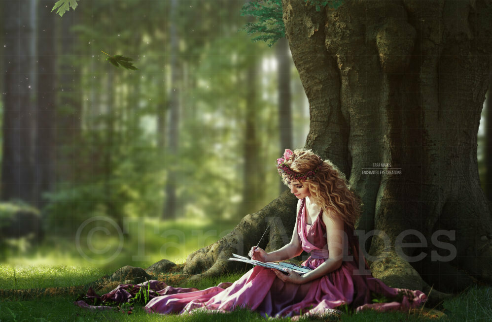 Magic Tree in Woods, Big Tree Digital Background / Backdrop