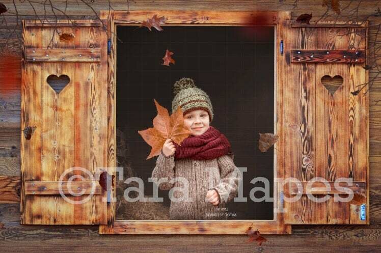 Barn Cottage Window during Fall Autumn Digital Background Backdrop