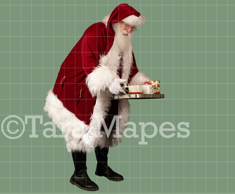Santa Overlay PNG - Santa With Hot Chocolate - Cocoa - Christmas Overlay - Santa PNG - Christmas Overlay