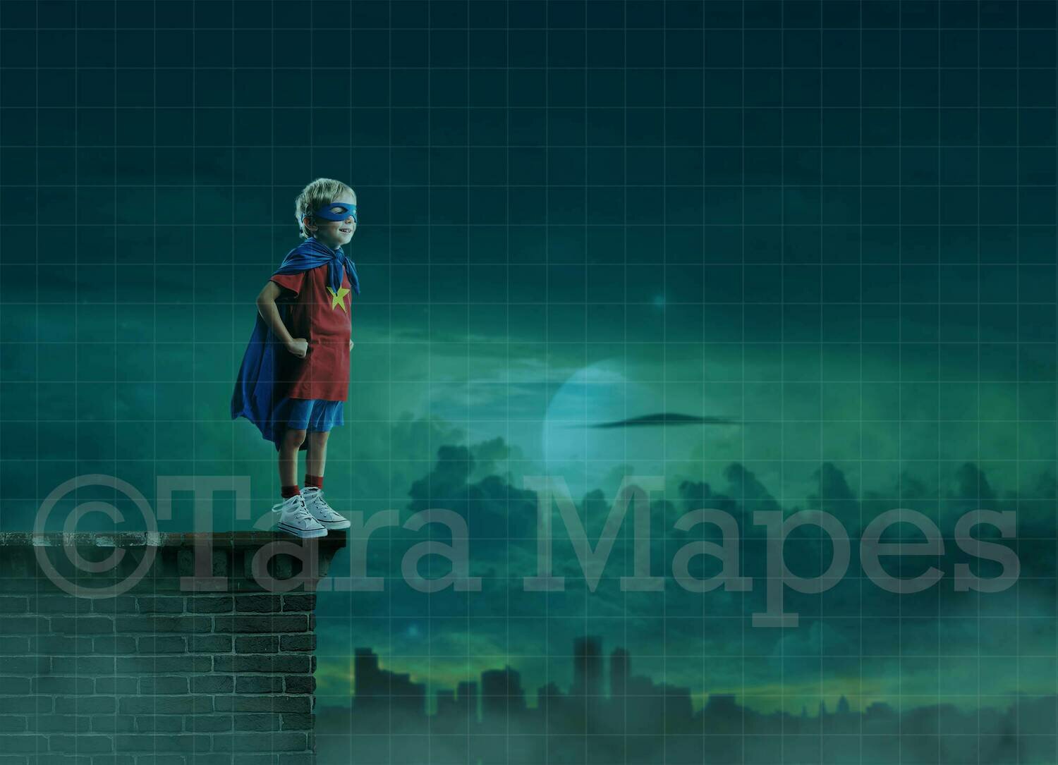 Super Hero Roof Scene - Superhero Scene City at Night Digital Background