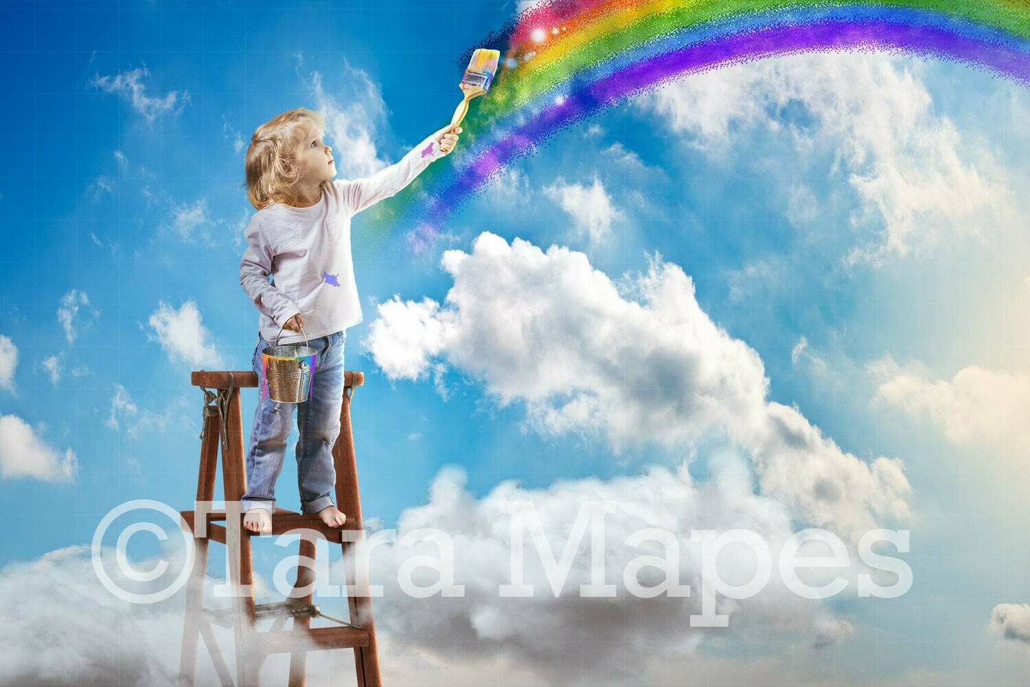 Painting a Rainbow in Sky Digital Background