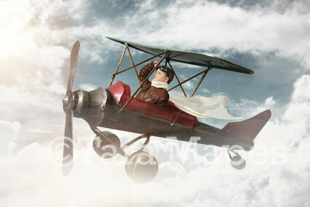 Vintage Airplane Digital Background Backdrop