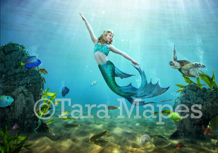 Mermaid Underwater Digital Background / Backdrop