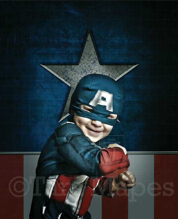 Superhero with Star and American Flag Background Flag Digital Background