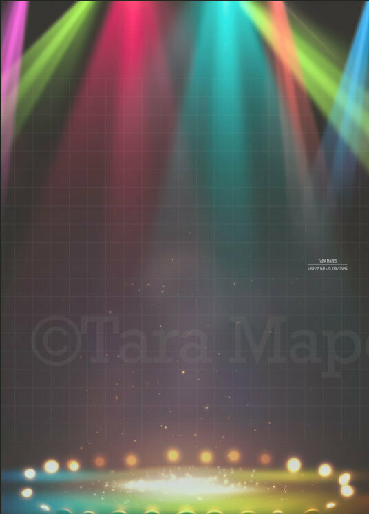 Circus Ring Arena Lights Stage with Colorful Lights Digital Background Backdrop