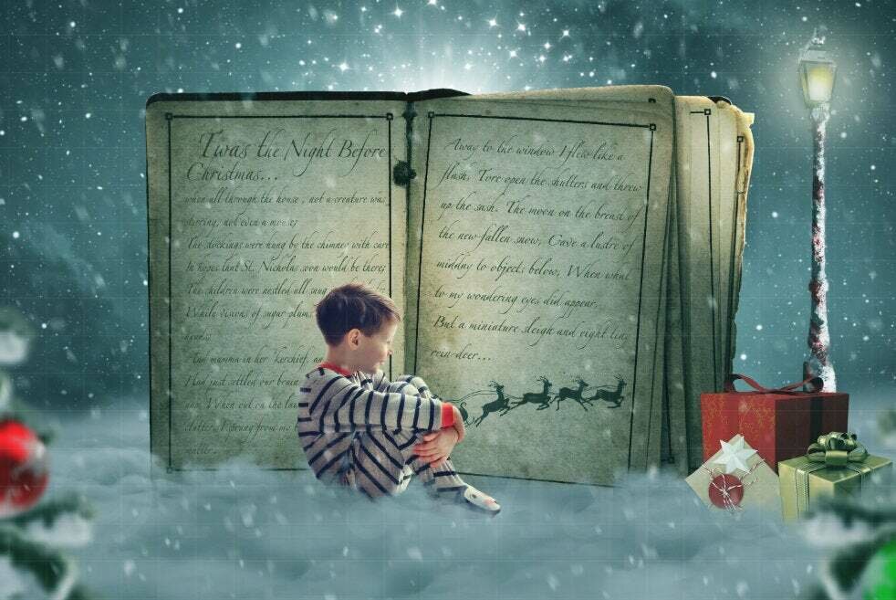 Twas the Night Before Christmas Book Digital Background Backdrop