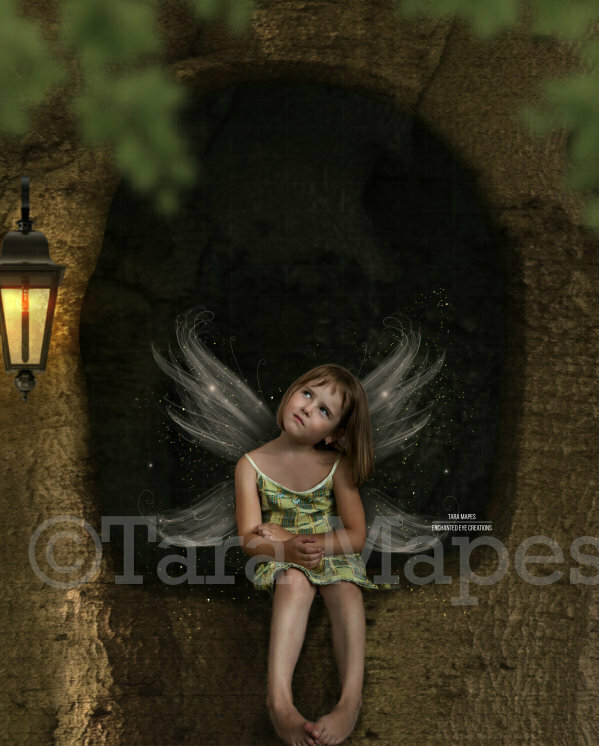 Tree Hole House in Enchanted Forest Digital Background / Backdrop