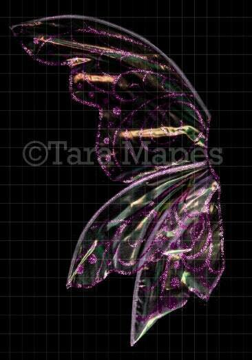 Iridescent Pink Fairy Wing Overlay - Rainbow Glittery Fairy Wing Overlay - Fairy Wing Digital Wings - Sparkles Fairy Wing
