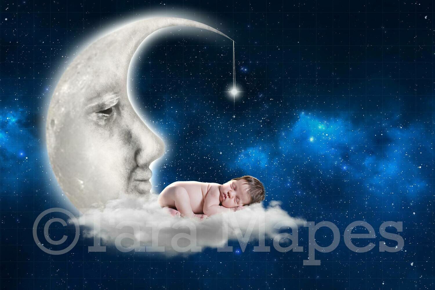 Man in Moon Newborn Digital Background
