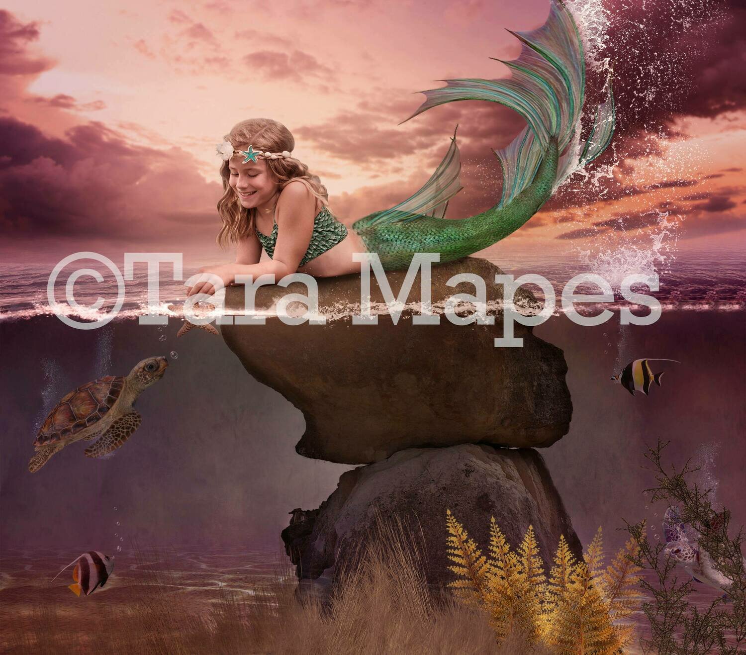 Mermaid Rock Digital Background