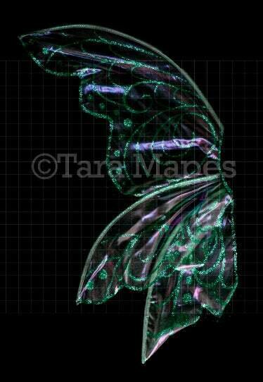 Iridescent Teal Fairy Wing Overlay - Rainbow Glittery Fairy Wing Overlay - Fairy Digital Wings - Sparkles Fairy Wing