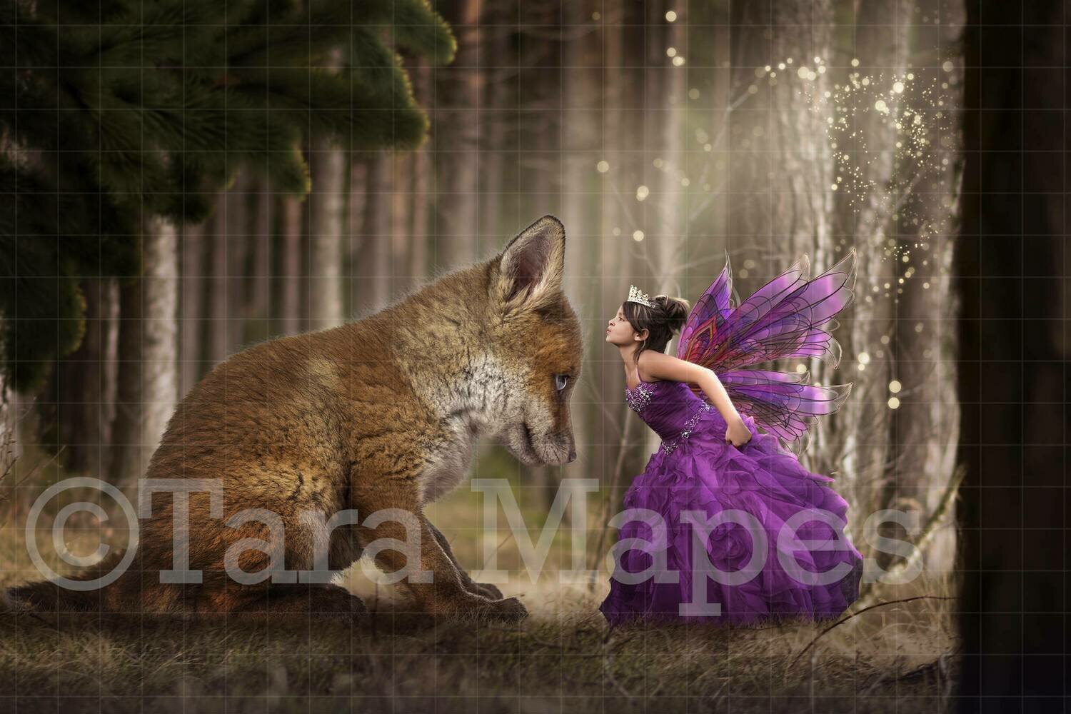 Fox in Magic Fairy Forest Digital Background