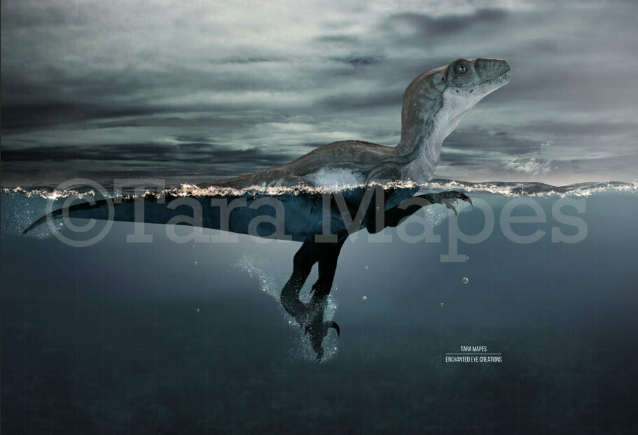 Swimming Dinosaur Digital Background Backdrop