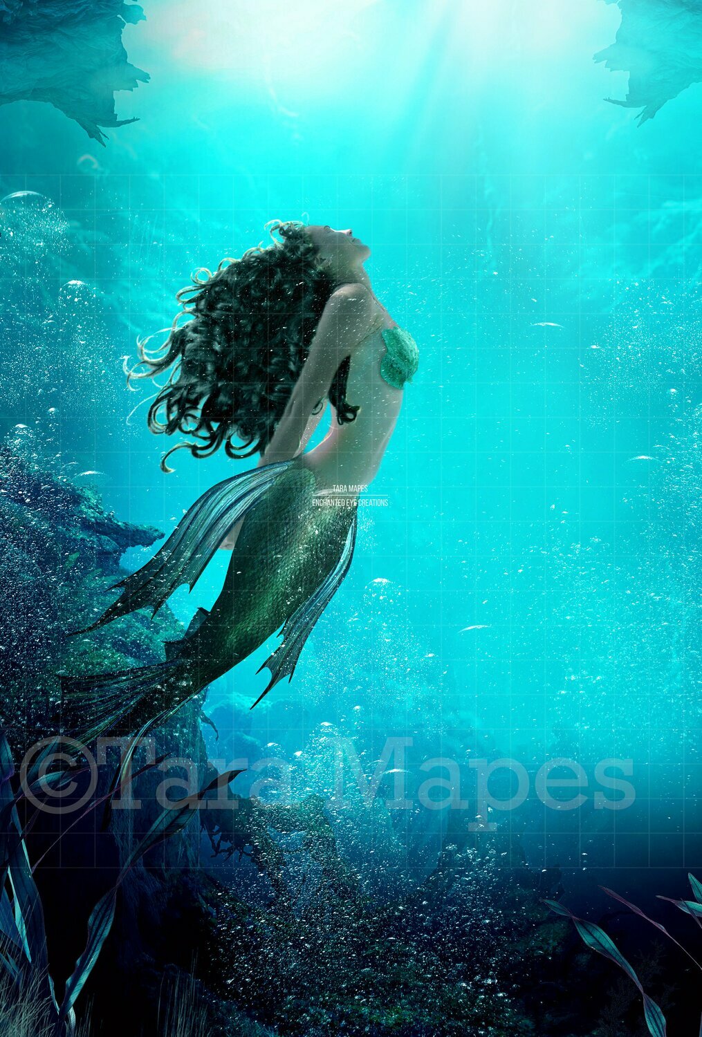 Mermaid Underwater Scene, Under Ocean, Ocean Background, Ocean Digital Background Backdrop