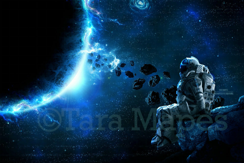 Space Digital Backdrop Astronaut -Space - Outerspace- Planets Digital Background Backdrop