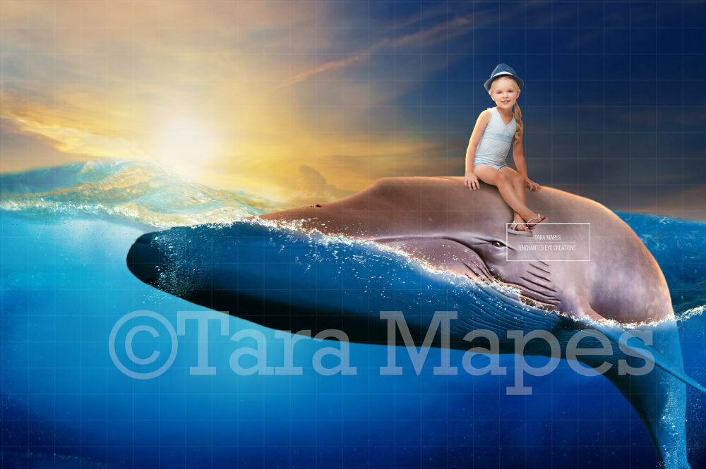 Whale in Ocean Digital Background / Backdrop