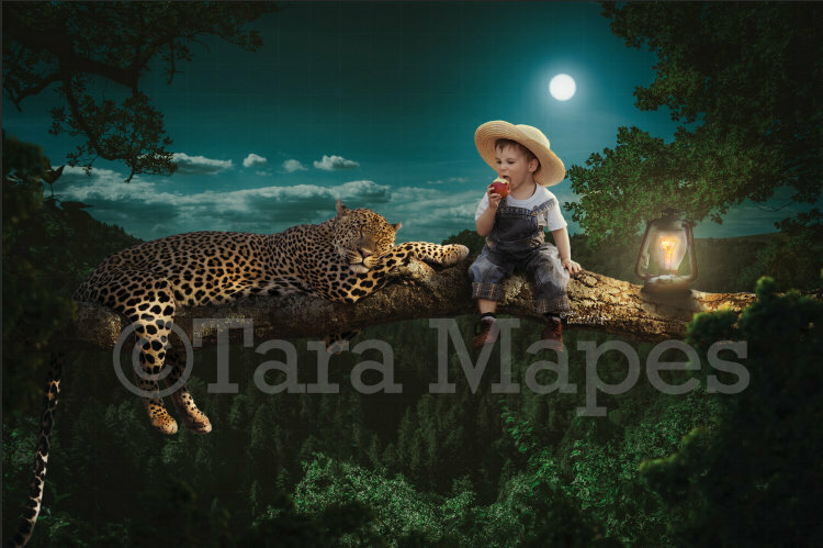 Leopard / Cheetah on Tree Branch Digital Background / Backdrop