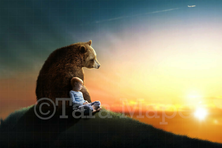 Bear on Hill Digital Background / Backdrop