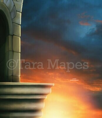 Balcony in Sunset - Digital Background / Backdrop Balcony in Sunset - Digital Background / Backdrop