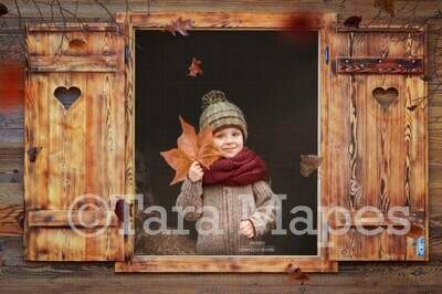 Barn Cottage Window during Fall Autumn Digital Background Backdrop
