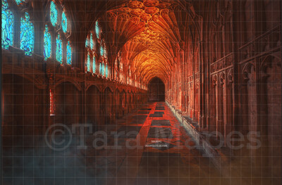 Castle Hallway Cloister Digital Background / Backdrop