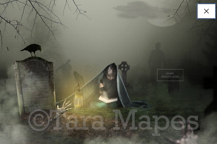 Zombie Grave Graveyard Halloween Digital Background Backdrop