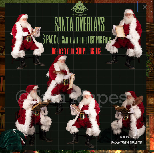 Santa Overlays 6 PACK PNG - Santa With a List - Santa with Scroll  - Santa Cut Out  - Christmas Overlay - Santa PNG - Christmas Overlay