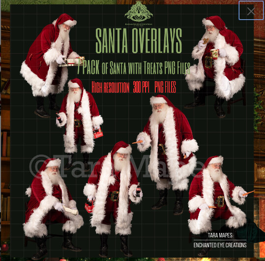 Santa Overlays 7 PACK PNG - Santa with Treats  -Santa PNGs - Santa Cut Out  - Christmas Overlay - Santa PNG - Christmas Overlay